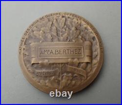 14 18 Médaille Morlon bronze 1ère guerre mondial soldat gauloise à M-A. BERTHEZ