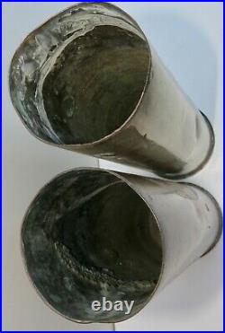2 Vases / Douilles 75mm, Somme 1916, Décors Féminins, Artisanat De Tranchées