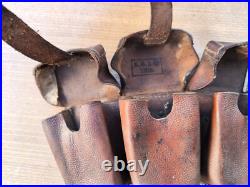 2 cartouchières cuir allemandes WW1 bien datées, Stuttgart, IR 125 Wurtemberg