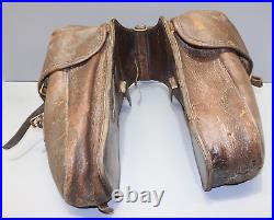 -ANCIENNE PAIRE de FONTES de CAVALERIE en CUIR WW1 Jus de grenier MILITARIA D