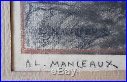 ANTOINE-LOUIS MANCEAUX, DESSIN AU FUSAIN, GUERRE 14-18, SIGNE, ENCADRE, circa 1918