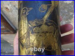 ART TRANCHEE RARE douille OBUS NOIRCI, LES EPARGES OISEAUX NID dans un CHENE