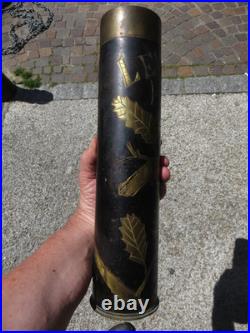 ART TRANCHEE RARE douille OBUS NOIRCI, LES EPARGES OISEAUX NID dans un CHENE