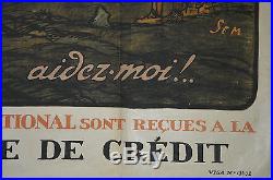 Affiche 1914/1918-pour Le Dernier Quart D'heure. Emprunt National-signee Sem
