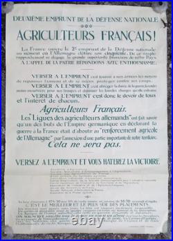 Affiche 2e Emprunt Défense Nationale Agriculteurs Lapina Paris Guerre Mondiale