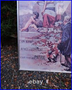 Affiche 83x51 2ème emprunt de la défense nationale encadrée signée A. Robaudi