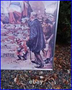 Affiche 83x51 2ème emprunt de la défense nationale encadrée signée A. Robaudi