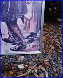 Affiche 83x51 2ème emprunt de la défense nationale encadrée signée A. Robaudi