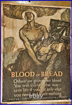 Affiche De Propagande Rare Blood Or Bread WWI 1917