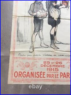 Affiche FRANCISQUE POULBOT JOURNEE DU POILU WW1 1916 80120 cm