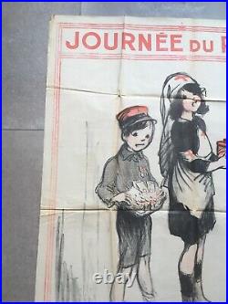 Affiche FRANCISQUE POULBOT JOURNEE DU POILU WW1 1916 80120 cm