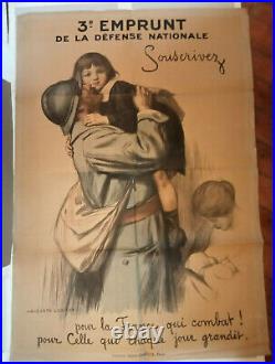Affiche WW1 3eme EMPRUNT DE LA DEFENSE NATIONALE AUGUSTE LEROUX 1914/18