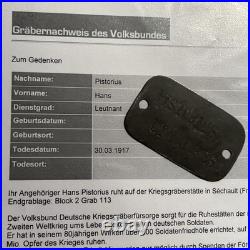 Allemagne Plaque Identité Officier Landwehr infanterie KIA 1917 EK Marke WW1