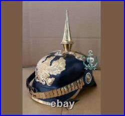 Allemand Pickelhaube Cuir Noir Casque Première Guerre Mondiale & Seconde Long À
