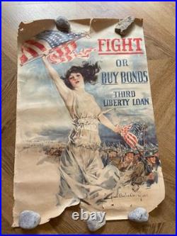 AnciAncienne affiche de propagande américaine premiere guerre mondial WW1 Vintag