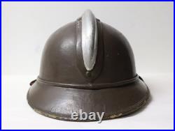 Ancien Casque militaire adrian officier infanterie coloniale liège toile cirée