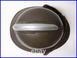 Ancien Casque militaire adrian officier infanterie coloniale liège toile cirée