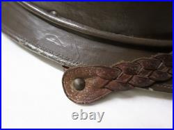 Ancien Casque militaire adrian officier infanterie coloniale liège toile cirée