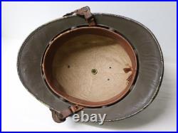 Ancien Casque militaire adrian officier infanterie coloniale liège toile cirée