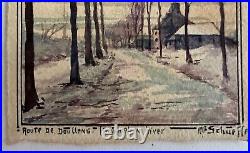 Ancien aquarelle de poilu watercolor trench art WW1 signé Schueffer 1917 Somme