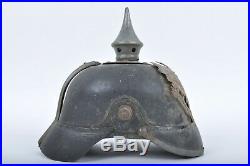 Ancien casque à pointe 1915 sorti de grenier prussien 1914 1918 allemand ww1