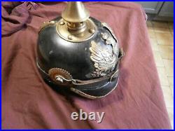 Ancien casque a pointe prussien exelente etat casque allemand empire Verdun 1895