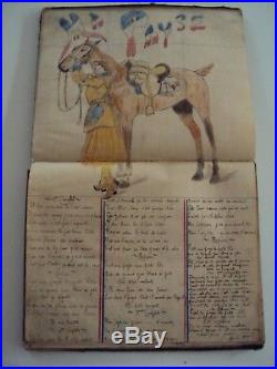 Ancien livre de chansons manuscrit et illustré guerre de 14/18