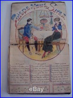 Ancien livre de chansons manuscrit et illustré guerre de 14/18