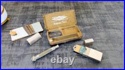 Ancien nécessaire de rasage Gillette Khaki Set WW1 complet avec lames d'origine