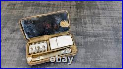 Ancien nécessaire de rasage Gillette Khaki Set WW1 complet avec lames d'origine