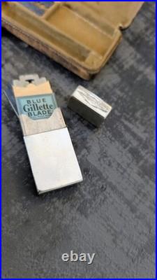Ancien nécessaire de rasage Gillette Khaki Set WW1 complet avec lames d'origine