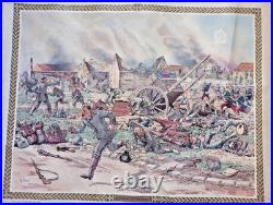 Ancien tableau scolaire 1916 Armand Colin Bataille de la Marne Courtagon 14/18
