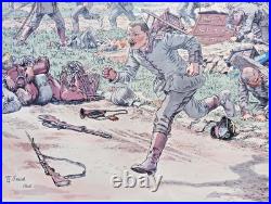 Ancien tableau scolaire 1916 Armand Colin Bataille de la Marne Courtagon 14/18