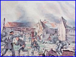Ancien tableau scolaire 1916 Armand Colin Bataille de la Marne Courtagon 14/18