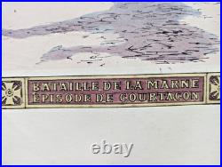 Ancien tableau scolaire 1916 Armand Colin Bataille de la Marne Courtagon 14/18