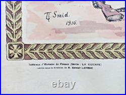 Ancien tableau scolaire 1916 Armand Colin Bataille de la Marne Courtagon 14/18