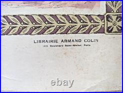 Ancien tableau scolaire 1916 Armand Colin Bataille de la Marne Courtagon 14/18