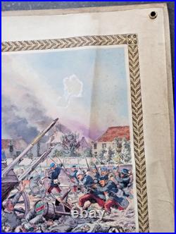 Ancien tableau scolaire 1916 Armand Colin Bataille de la Marne Courtagon 14/18
