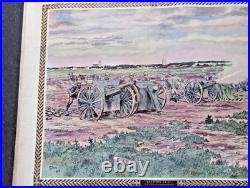 Ancien tableau scolaire 1916 Armand Colin Batterie de 75 devant Soissons 14/18