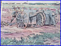 Ancien tableau scolaire 1916 Armand Colin Batterie de 75 devant Soissons 14/18