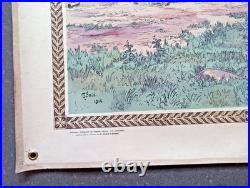 Ancien tableau scolaire 1916 Armand Colin Batterie de 75 devant Soissons 14/18