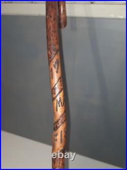 Ancienne Canne de Poilu gravée FISMES 1917 français Ww1 1914 1918