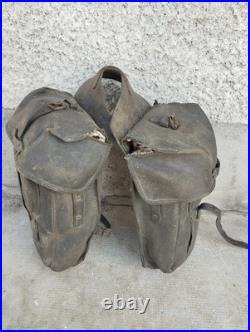 Ancienne sacoche cuir cavalerie suisse Allemande francaise