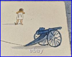 Antique lot 6 dessins poussins coq canon casques adrian guerre 14/18 militaria