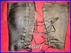 Atypique paire guêtres hautes à lacet plat complètes officier 1914 1918 ww1