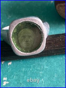 Bague Ancienne Porte Photo De Poilu En Alu et Verre WW1