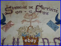 Belle Broderie Souvenir De Captivité 1914/1915/1916 Altengrabow Guerre 14/18