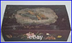 Boîte coffret bois peint Le Zeppelin abattu Art Populaire Militaria WWI ca 1916