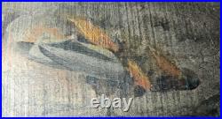 Boîte coffret bois peint Le Zeppelin abattu Art Populaire Militaria WWI ca 1916