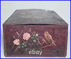 Boîte coffret bois peint Le Zeppelin abattu Art Populaire Militaria WWI ca 1916
